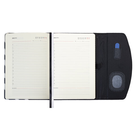 Ежедневник недатированный А5 155х213 мм BRAUBERG "Wild", под кожу, магнит, 160 л., ZEBRA, черный, 116233 - фото 7