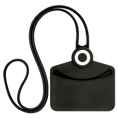 Бейдж горизонтальный для пропуска и ID-карт, СИЛИКОНОВЫЙ, 54х85 мм, шнурок 42 см, черный, BRAUBERG, 238908 - фото 3