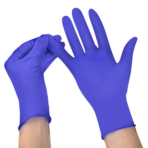 Перчатки нитриловые смотровые SFM Supersoft N135, Германия, 100 пар (200 шт.), размер L (большой), фиолетовые - фото 4