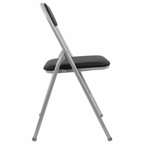 Стул складной BRABIX "Golf CF-007", серебристый каркас, кожзам чёрный, 532891 - фото 6