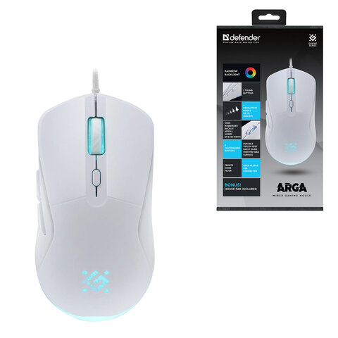 Мышь проводная DEFENDER Arga GM-049, 1200/1800/2400/3600 dpi, 5 кнопок + 1 колесо-кнопка, белый, 52048 - фото 8