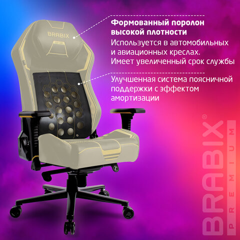Кресло BRABIX PREMIUM "Tanos GM-180", мультиблок, 4D подлокотники, литой поролон, черное/желтое, 532953 - фото 14