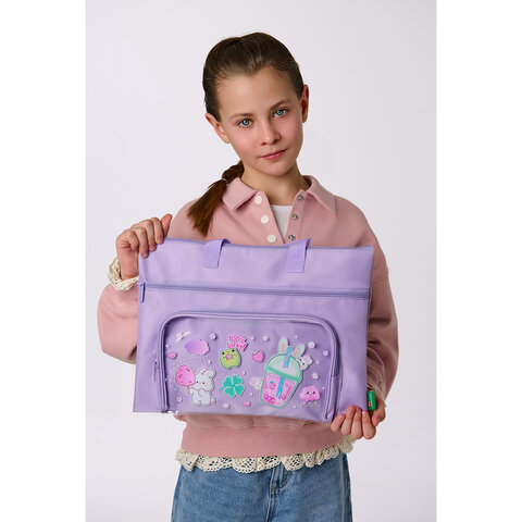 Папка на молнии с ручками BRAUBERG KIDS, ПВХ-карман, 27x35 см, "Ягодный коктейль", 274474 - фото 10