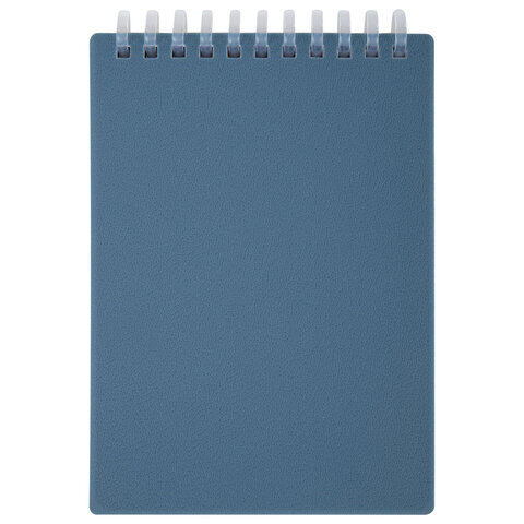 Блокнот МАЛЫЙ ФОРМАТ А6, 60 л., силиконовый гребень, обложка пластик, клетка, BRAUBERG, синий, 117565 - фото 2