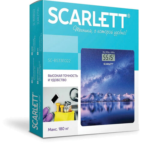 Весы напольные SCARLETT SC-BS33E022, электронные, вес до 180 кг, квадратные, стекло, звездное небо - фото 16