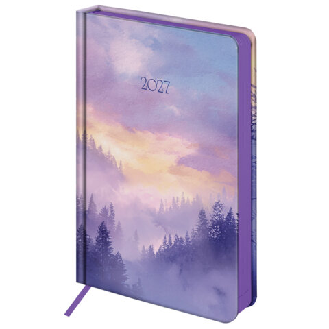 Ежедневник датированный 2027, А5, 138x213 мм, BRAUBERG "Vista", под кожу, твердый, "Pastel forest", 117996 - фото 2