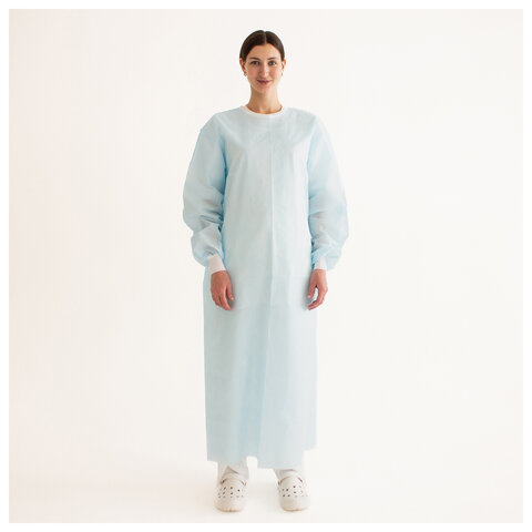 Халат хирургический стерильный 140 см, 52-54 р., манжета, спанбонд 25 г/м2, ГЕКСА, голубой - фото 15