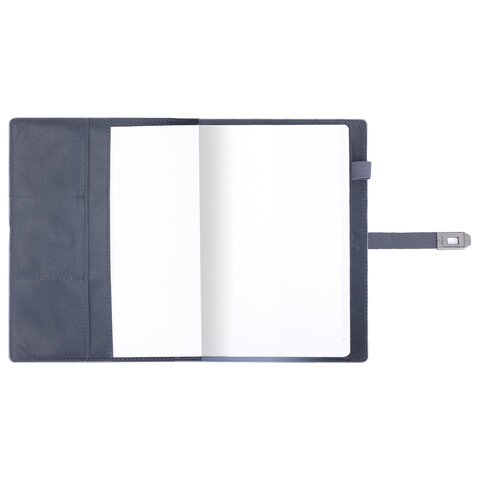 Ежедневник недатированный А5 152х220 мм BRAUBERG "Sirius", под кожу, застежка 160 л., серый, 116214 - фото 6