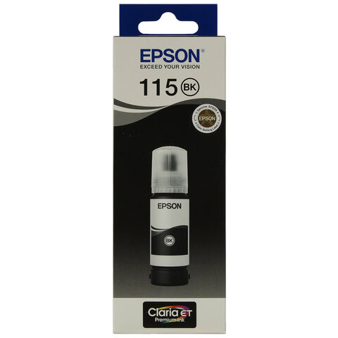 Чернила EPSON 115 (C13T07C14A) для СНПЧ L8160/L8180, черные пигментные, объем 70 мл, ОРИГИНАЛЬНЫЕ - фото 1