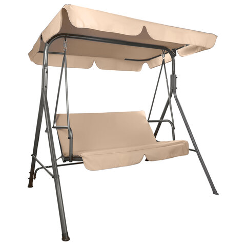 Качели садовые NOSTRESS (НОСТРЕСС) RELAX SC-001, 2 места, Ш140хГ110хВ153 см, мягкое сиденье, бежевый, 680053 - фото 1