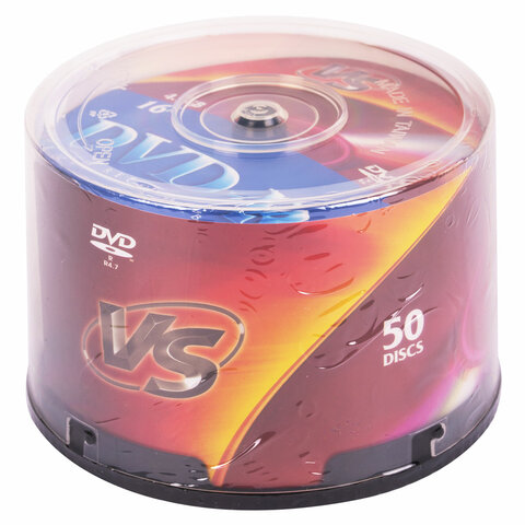 Диски DVD-R VS, 4,7 Гб, 16x, Cake Box (упаковка на шпиле), КОМПЛЕКТ 50 шт., VSDVDRCB5001 - фото 2