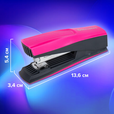 Степлер №24/6, 26/6 BRAUBERG "SUPER", до 30 листов, маджента и черный, 272740 - фото 14