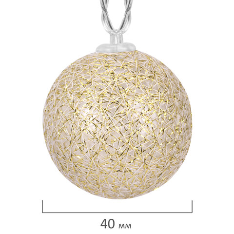 Электрогирлянда-нить комнатная 1,8 м, 16 LED, с насадками, вид: "Шарики", бронза, тёплый белый, на батарейках, ЗОЛОТАЯ СКАЗКА, 592558 - фото 4