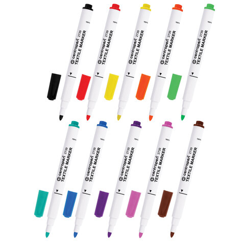 Маркеры для ткани 10 ЦВЕТОВ CENTROPEN "Textile Marker", круглый наконечник, 1,8 мм, 2739/10, 5 2739 1001 - фото 2