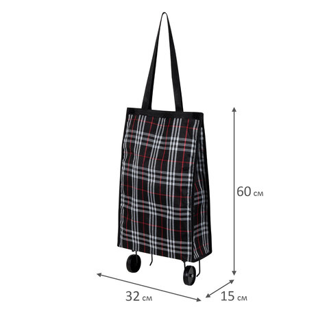 Сумка хозяйственная на колесах складная 50x32x15 см, 24 л, до 15 кг, Оксфорд 600D, шотландка, ЛЮБАША, 701403 - фото 7