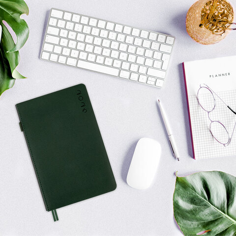 Ежедневник датированный 2026, А5, 138х213 мм, BRAUBERG "Essential", под кожу, держатель, темно-зеленый, 117394 - фото 15