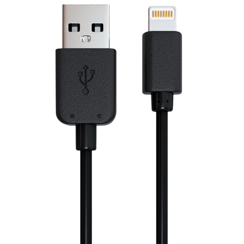 Кабель USB 2.0 – Lightning, 1 м, RED LINE, для подключения портативных устройств, черный, УТ000008646 - фото 2
