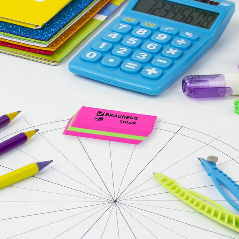 Ластики BRAUBERG "Color", НАБОР 3 штуки, 55х15х13 мм, прямоугольные, скошенные, блистер, 272672 - фото 8