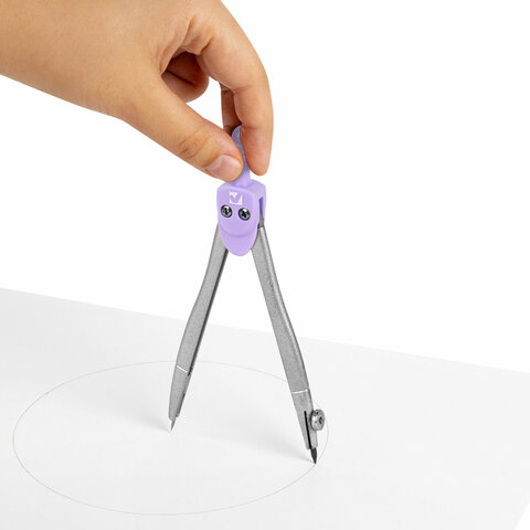 Готовальня BRAUBERG SCHOOL KIT, 11 предметов, циркуль 115 мм, циркуль 125 мм, чертежные принадлежности, лавандовый цвет, 210714 - фото 7