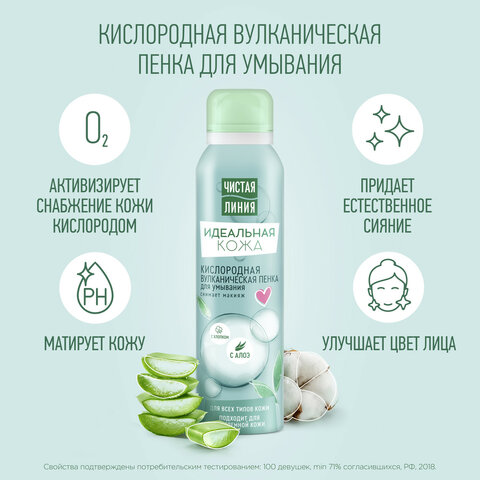 Пенка для умывания 150 мл, ЧИСТАЯ ЛИНИЯ "Хлопок и алоэ", вулканическая, бережное очищение - фото 6