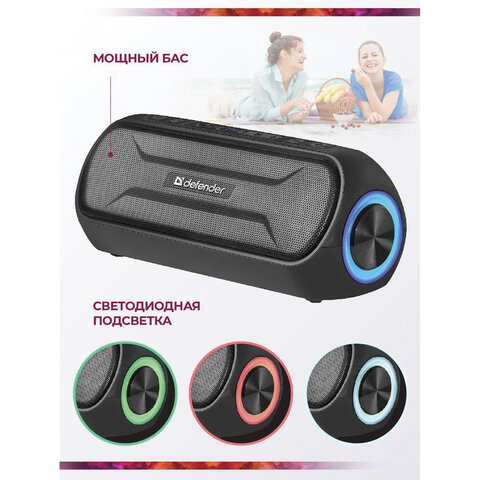 Колонка портативная DEFENDER Enjoy S1000, 2.0, 20 Вт, bluetooth, microUSB, черная, 65688 - фото 4