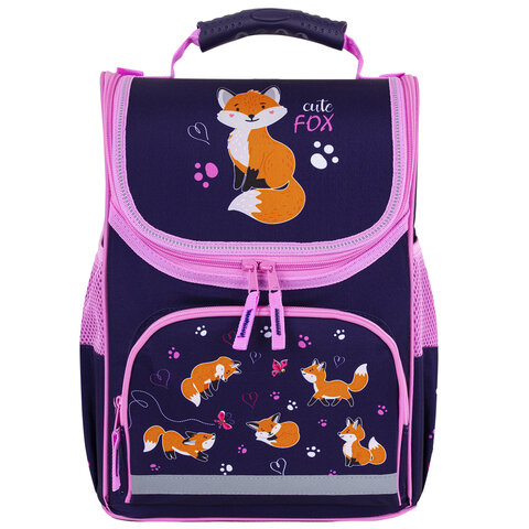 Ранец ПИФАГОР BASIC, 1 отделение, 3 кармана, эргономичная спинка, "Playing foxes", 35х28х18 см, 273136 - фото 2