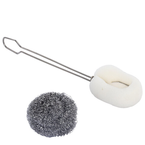 Ершик металлический 32 см кухонный для мытья бутылок и термосов, ДВЕ ГУБКИ в комплекте, LAIMA (ЛАЙМА), 700066 - фото 2