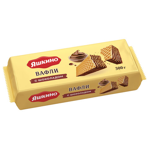 Вафли ЯШКИНО "Шоколадные" с шоколадной начинкой, 300 г, ЯВ157 - фото 1