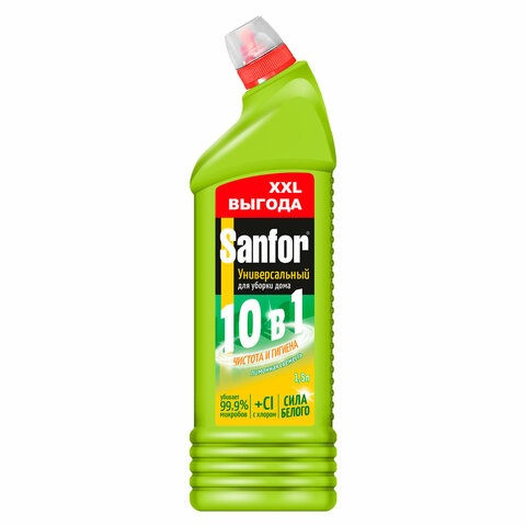 Чистящее средство 1,5 л, SANFOR Universal "Лимонная свежесть", гель, 24503 - фото 1