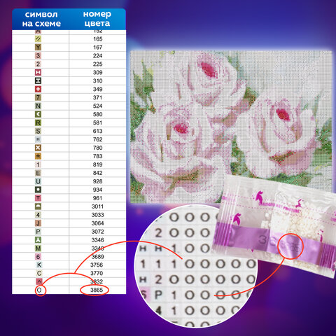 Картина стразами (алмазная мозаика), 30х40 см, ОСТРОВ СОКРОВИЩ "Бело-розовые розы", без подрамника, 663855 - фото 15