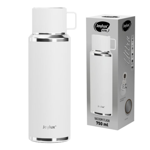 Термос 0,75 л JOYLUX (ДЖОЙЛЮКС) ULTRA, нержавеющая сталь SUS316, крышка/кружка, питейник, сито, белый матовый, 700315 - фото 1