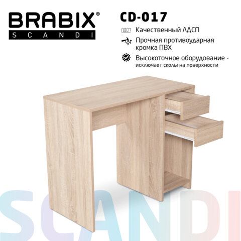 Стол письменный/компьютерный BRABIX "Scandi CD-017", 900х450х750 мм, 2 ящика, дуб сонома, 641895, ЦБ013706-2 - фото 21