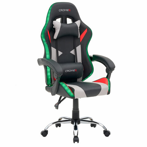 Кресло компьютерное CROMEX (КРОМЕКС) "Quantum GM-155 RGB", подсветка, две подушки, экокожа, черное/красное/серое, 532955 - фото 19