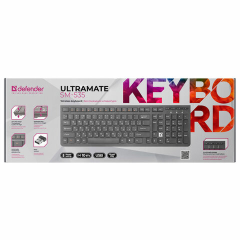 Клавиатура беспроводная DEFENDER UltraMate SM-535 RU, USB, 108 клавиш, 2,4 Ghz, черная, 45535 - фото 6