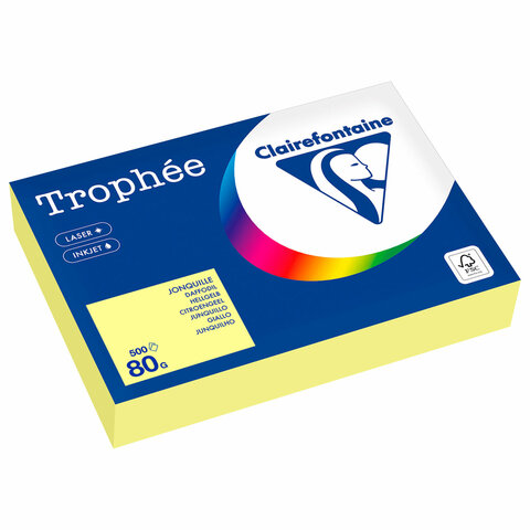 Бумага цветная CLAIREFONTAINE, А4, 80 г/м2, 500 л., пастель, лимонно-желтый, Франция, 1778PC - фото 1