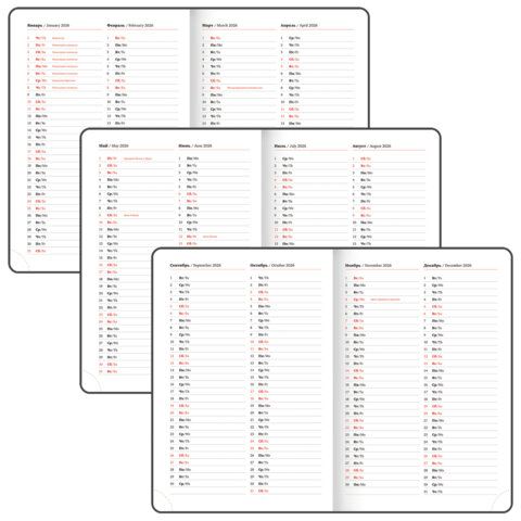 Ежедневник датированный 2026 БОЛЬШОЙ ФОРМАТ 210х297 мм, А4, BRAUBERG "Favorite", под кожу, бордо, 117240 - фото 8