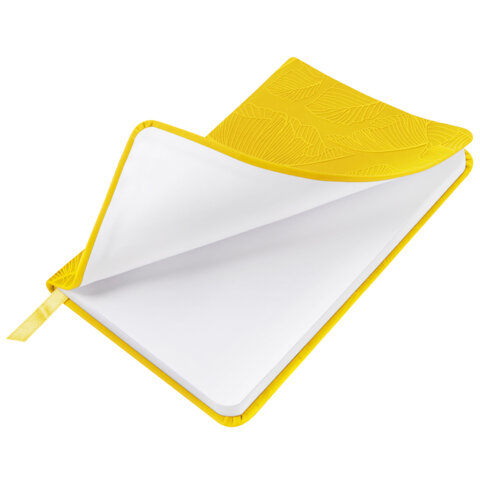 Еженедельник датированный 2026 МАЛЫЙ ФОРМАТ 95х155 мм, А6, BRAUBERG "Foliage", под кожу, желтый, 117200 - фото 3