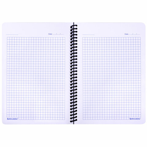 Тетрадь обложка пластик, А5, 80 л., спираль пластик, клетка, BRAUBERG "Metropolis", синий, 404744 - фото 4