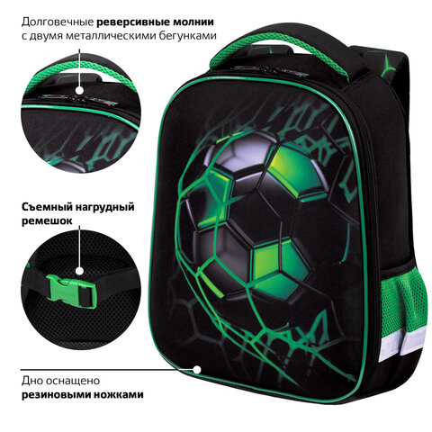 Ранец BRAUBERG KIDS START, 1 отделение, 2 кармана, "Green ball", 35х26х13 см, 272092 - фото 12