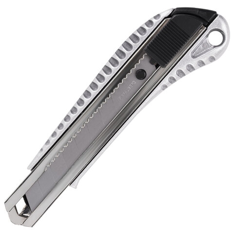 Нож канцелярский 18 мм, КОМПЛЕКТ 2 штуки + 10 ЛЕЗВИЙ, BRAUBERG Metallic, металлический корпус, 273929 - фото 3