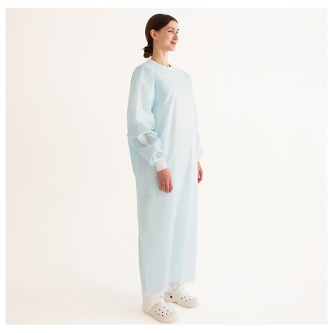 Халат хирургический стерильный 140 см, 52-54 р., манжета, спанбонд 25 г/м2, ГЕКСА, голубой - фото 2