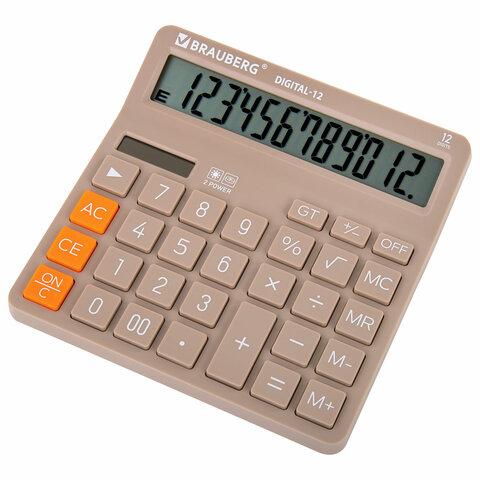 Калькулятор настольный BRAUBERG DIGITAL-12-BG (151х152 мм), 12 разрядов, двойное питание, БЕЖЕВЫЙ, 272970 - фото 3