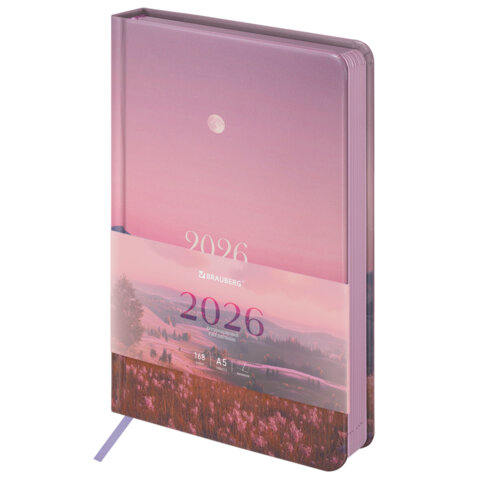 Ежедневник датированный 2026 А5 138x213 мм, BRAUBERG "Vista", под кожу твердый, "Serenity", 117459 - фото 1