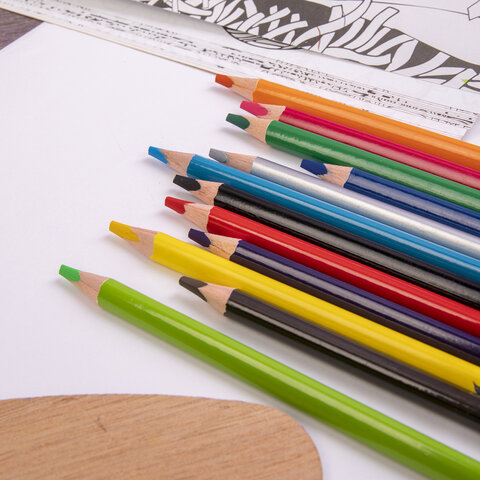 Карандаши цветные акварельные BRAUBERG PREMIUM AQUARELLE, 12 цветов, трехгранные, утолщенный грифель 4 мм, натуральное дерево, 181671 - фото 14