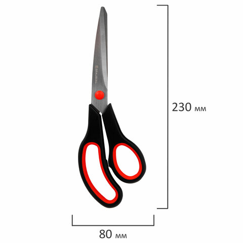 Ножницы BRAUBERG SOFT GRIP НАБОР 5 штук (140, 170, 190, 220, 240 мм), эргономичные черно-красные ручки, ВЫГОДНАЯ УПАКОВКА, 238410 - фото 11