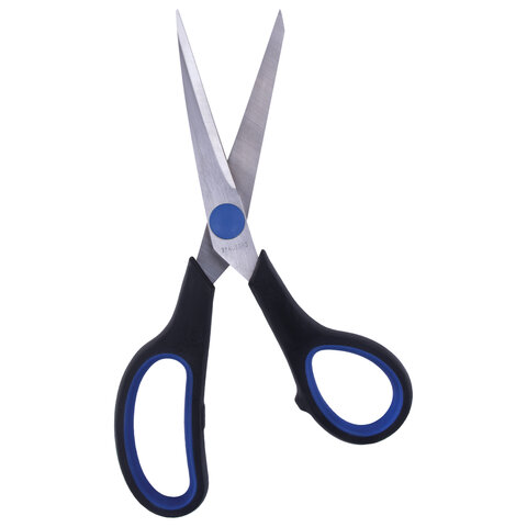 Ножницы BRAUBERG "Soft Grip", 190 мм, черно-синие, резиновые вставки, 3-х сторонняя заточка, 230762 - фото 7