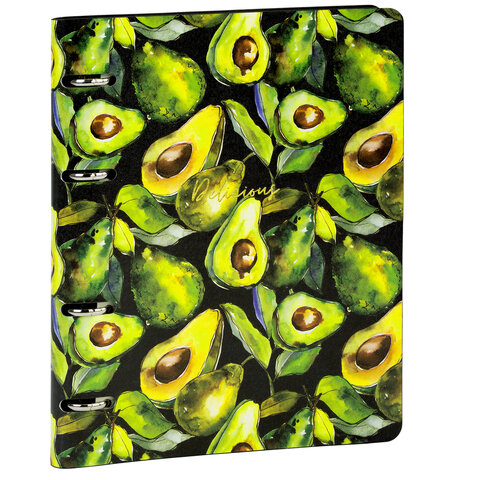 Тетрадь на кольцах А5 (180х220 мм), 80 листов, под кожу, клетка, тиснение фольгой, BRAUBERG VISTA, Avocado, 112130 - фото 4