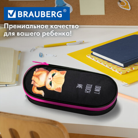 Пенал-футляр BRAUBERG, 1 отделение, органайзер, полиэстер, 22x9х5 см, "Angry kitty", 273566 - фото 10