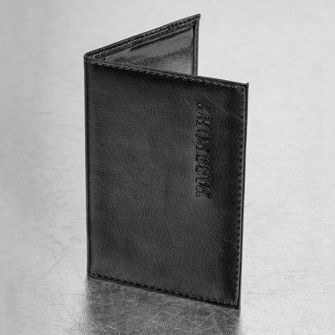 Обложка для паспорта экокожа, мягкая вставка изолон, "PASSPORT", черная, STAFF Profit, 237183 - фото 2