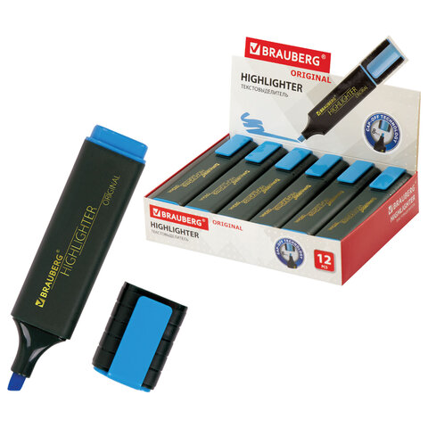 Текстовыделитель BRAUBERG "ORIGINAL", ГОЛУБОЙ, линия 1-5 мм, 151684 - фото 1